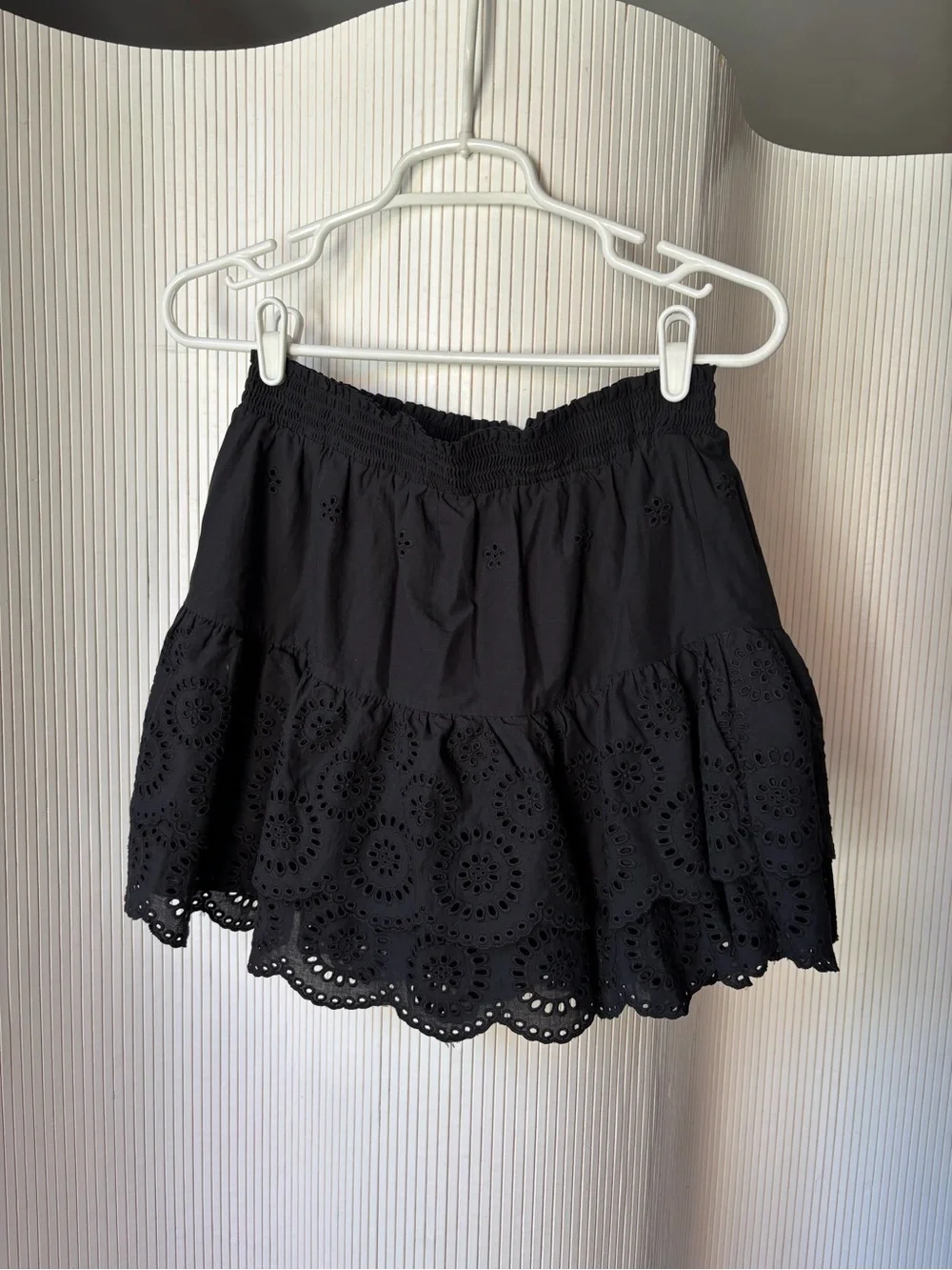 BB Dakota Black Eyelet Ruffled Waist Mini